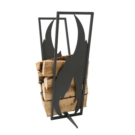 Curonian Curonian LRFlameBL Flame Firewood Rack - Black; 31.5 x 10 x 20 in. LRFlameBL